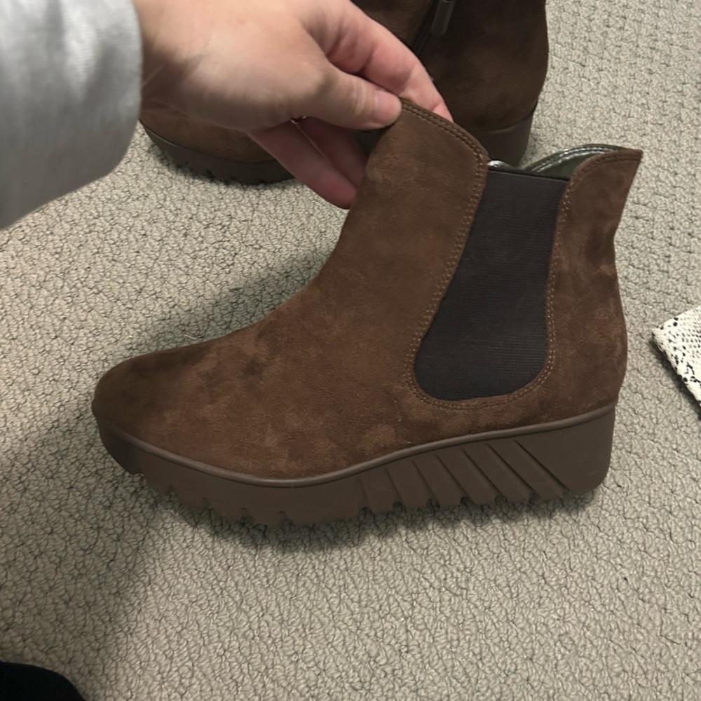 Brown Suede Ankle Boots NWOT